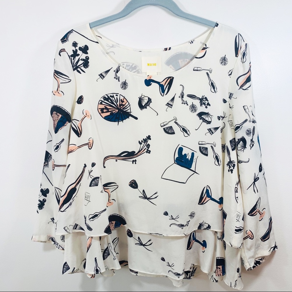 Anthropologie Maeve On the Town Violin silk blouse